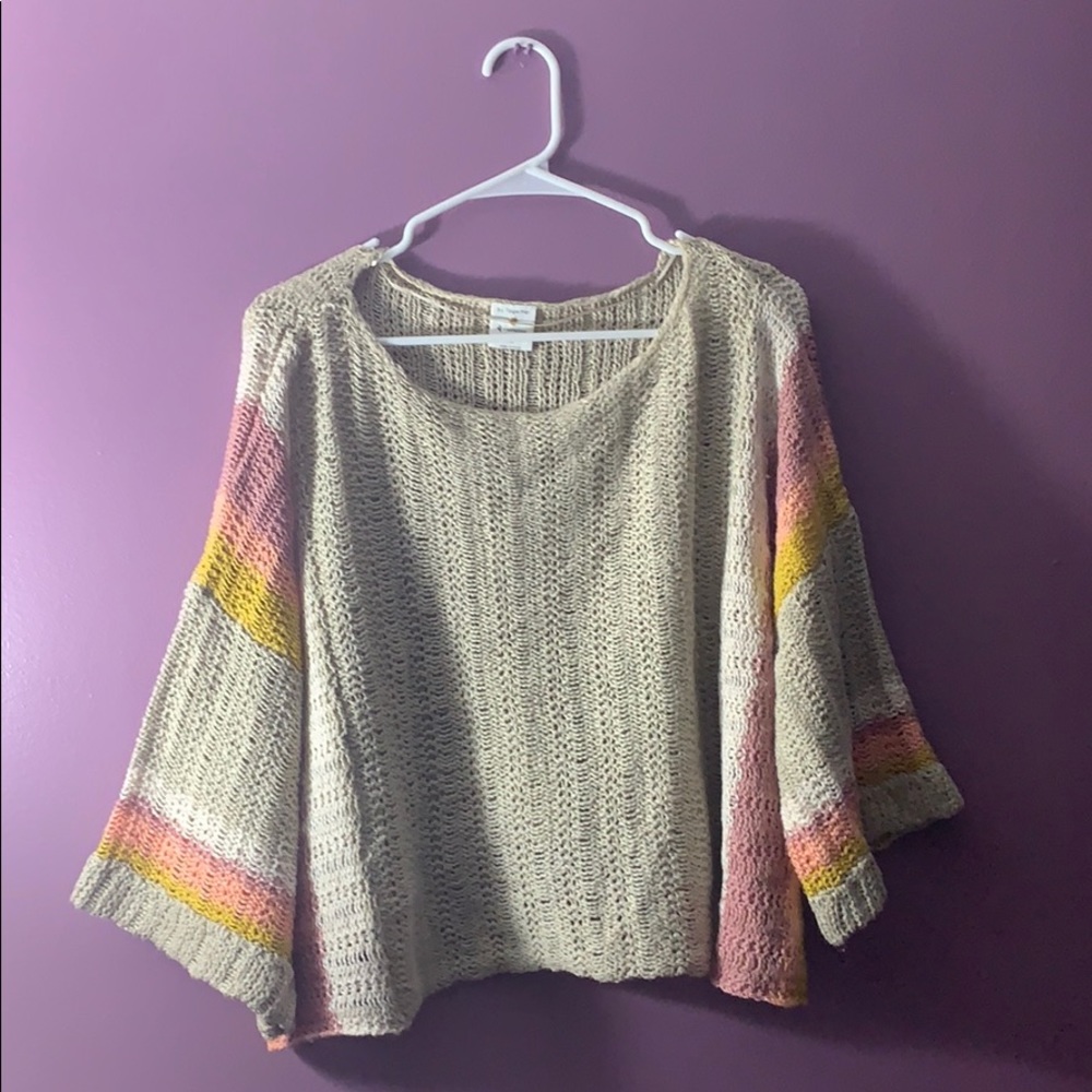 Wide sleeve Natural Colorblock Sweater